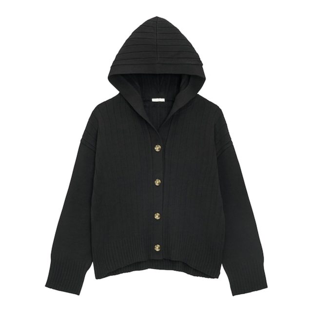 リブフーディカーディガン(長袖)