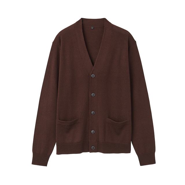 メリノウール　洗えるハイゲージＶネックカーディガン