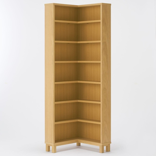 オーク材薄型ラック・コーナー用・大・奥行１６ｃｍ 幅５６×奥行５６×高さ１７５．５ｃｍ