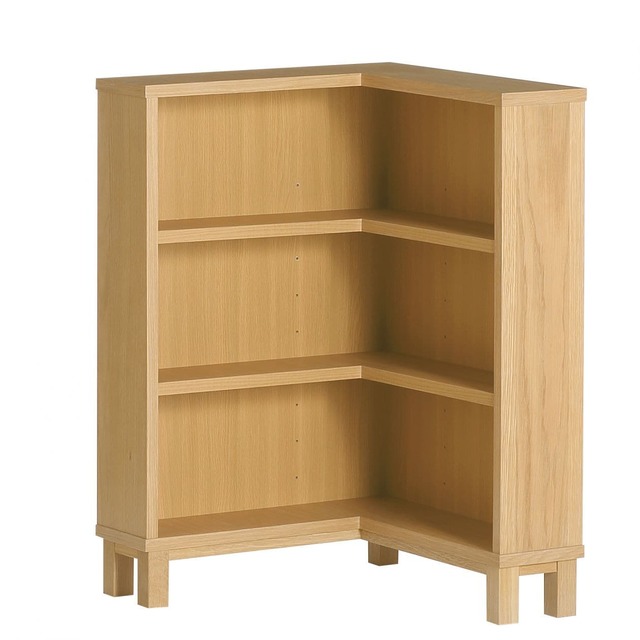 オーク材薄型ラック・コーナー用・小・奥行１６ｃｍ 幅５６×奥行５６×高さ８３ｃｍ