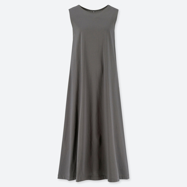 マーセライズコットンAラインロングワンピース（ノースリーブ）