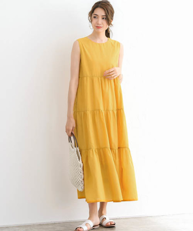 2wayティアード ノースリーブマキシワンピース