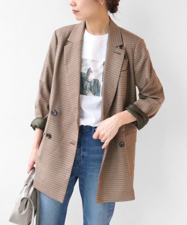 TWチェック ダブルブレストジャケット