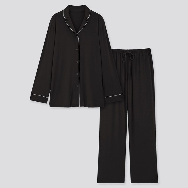 ドレープジャージーパジャマ（パイピング・長袖）