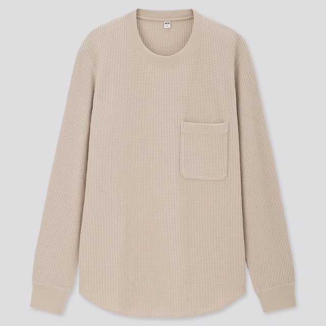 ワッフルクルーネックT（長袖）
