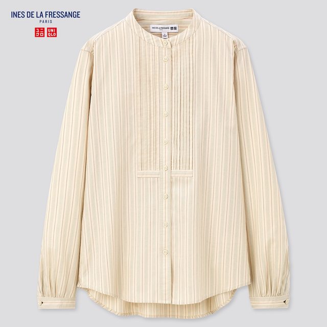 コットンツイルピンタックストライプシャツ(長袖)