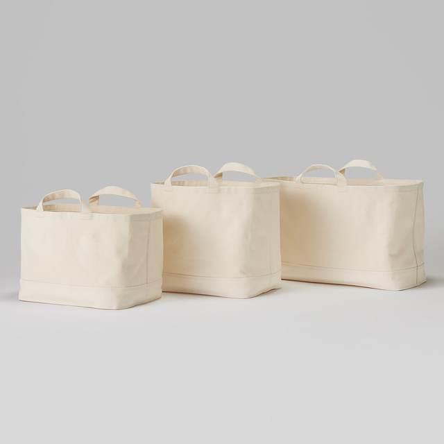 持ち手付帆布長方形バスケット・大 約幅３７×奥行２６×高さ２６ｃｍ