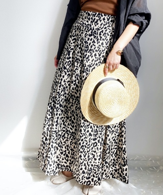 レオパードフレアロングスカート