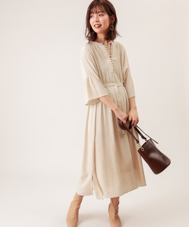 ピンタックカフタンワンピース