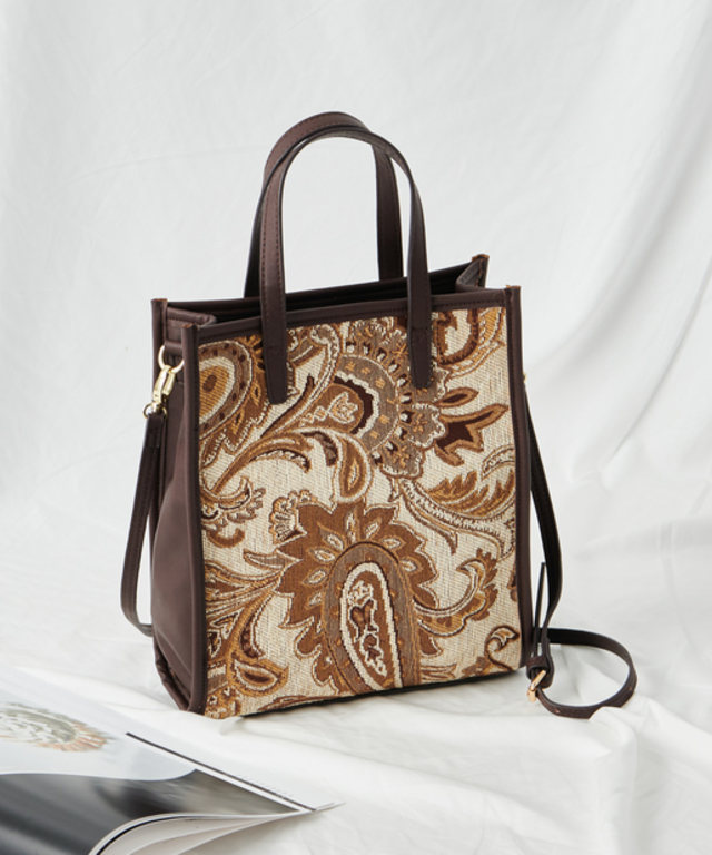 ジャガードスクエア2WAYトートバッグ