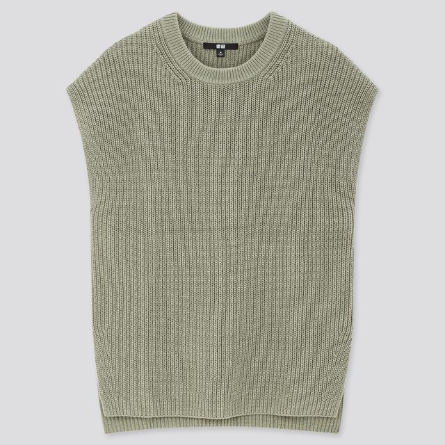 コットンブレンドサイドスリットベスト