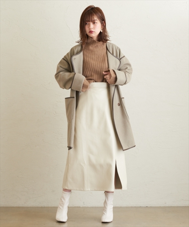 エコレザーAラインスリットスカート