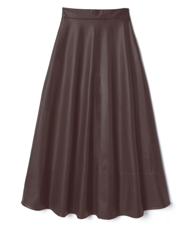 フェイクレザーフレアスカート