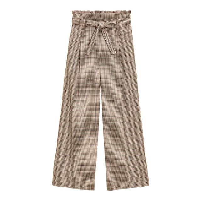 ベルトタックストレートパンツ(チェック)
