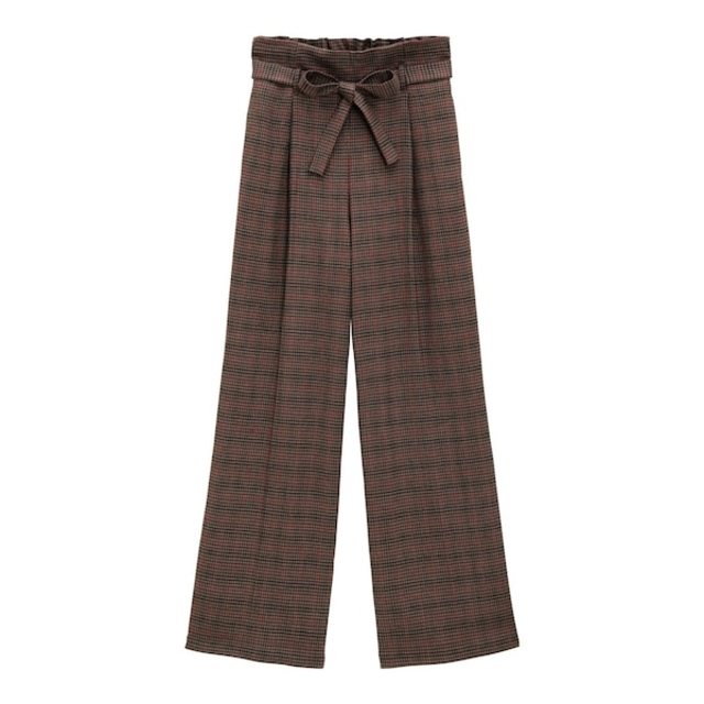 ベルトタックストレートパンツ(チェック)+EC(股下75.5cm)