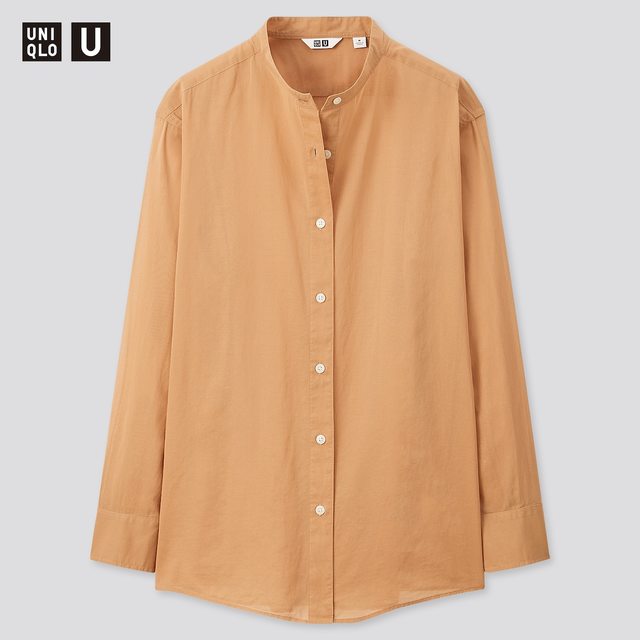 シアーバンドカラーシャツ(長袖)