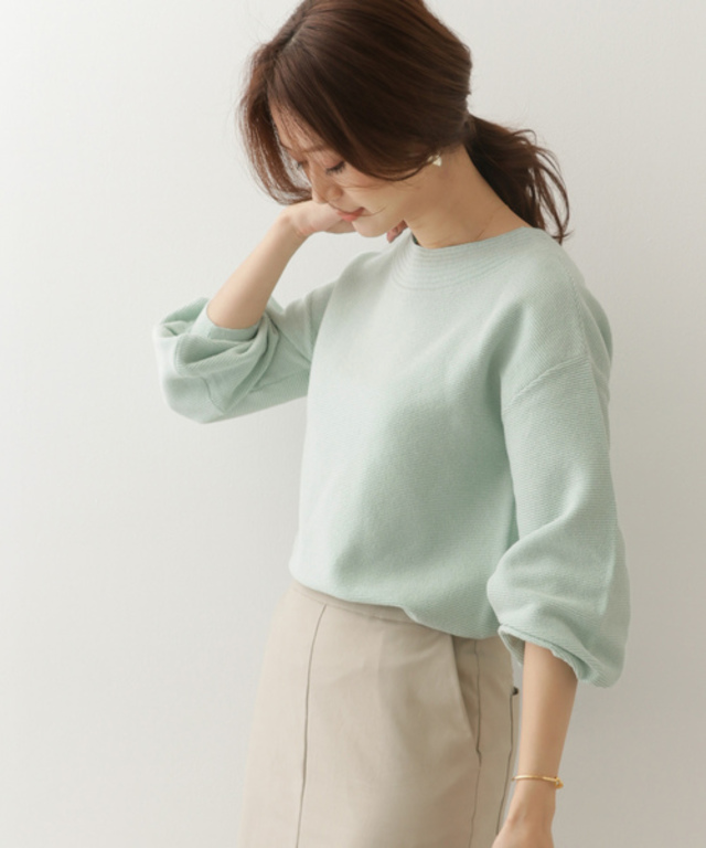 ガーター編みボリュームスリーブプルオーバー