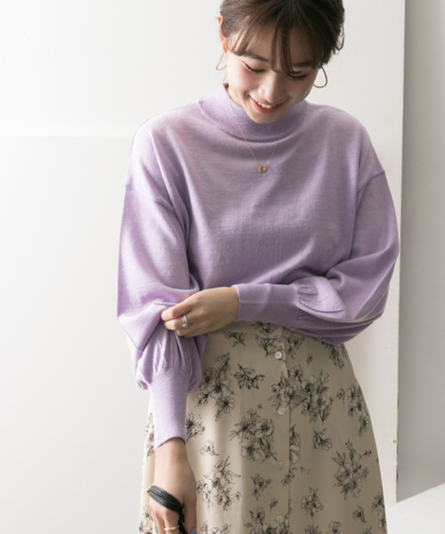 ウォッシャブルボトルネックニット