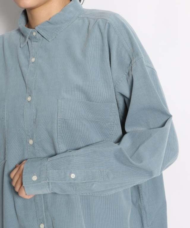 ウォッシュド細コールシャツ