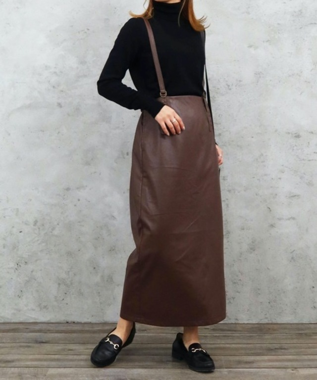 スカート サス付き合皮タイトスカート