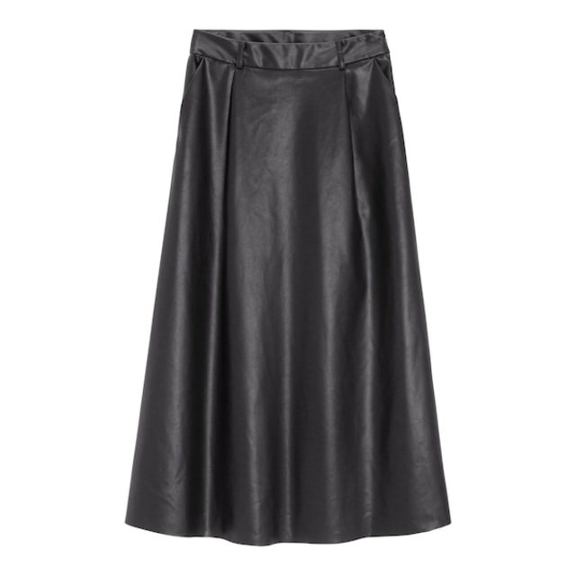 フェイクレザーフレアミディスカート