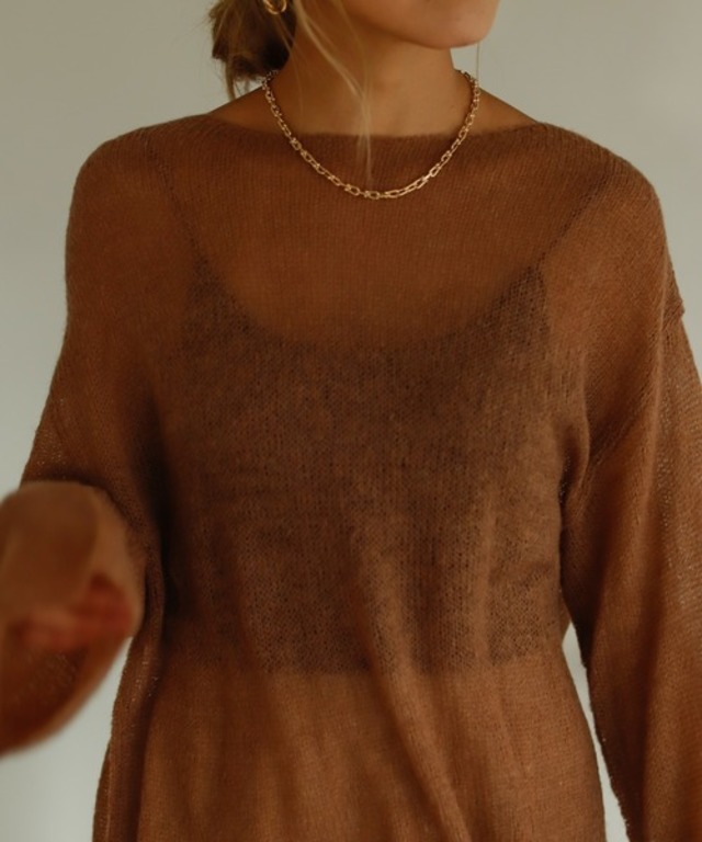 ウールブレンドモヘアタッチシアーニット