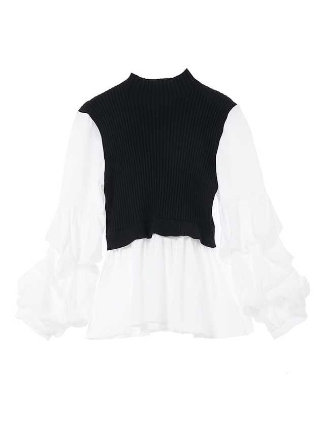 ボリュームスリーブドッキングニット