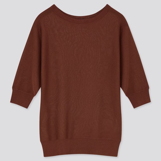 ライトシアーボートネックセーター（5分袖）