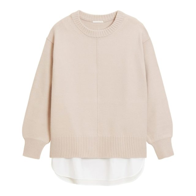 シャツテールコンビネーションセーター