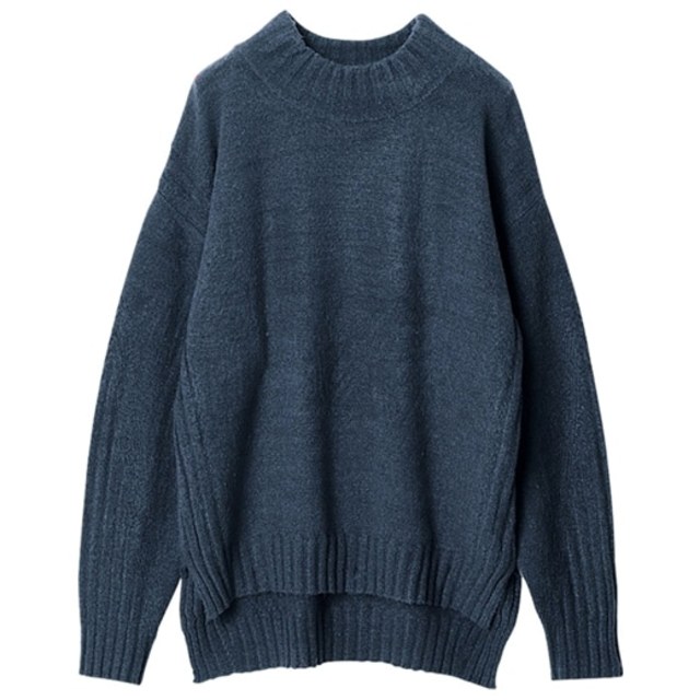 リブデザインハイネックニット