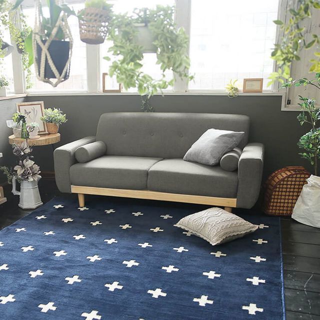 2人掛け 天然木脚ソファ