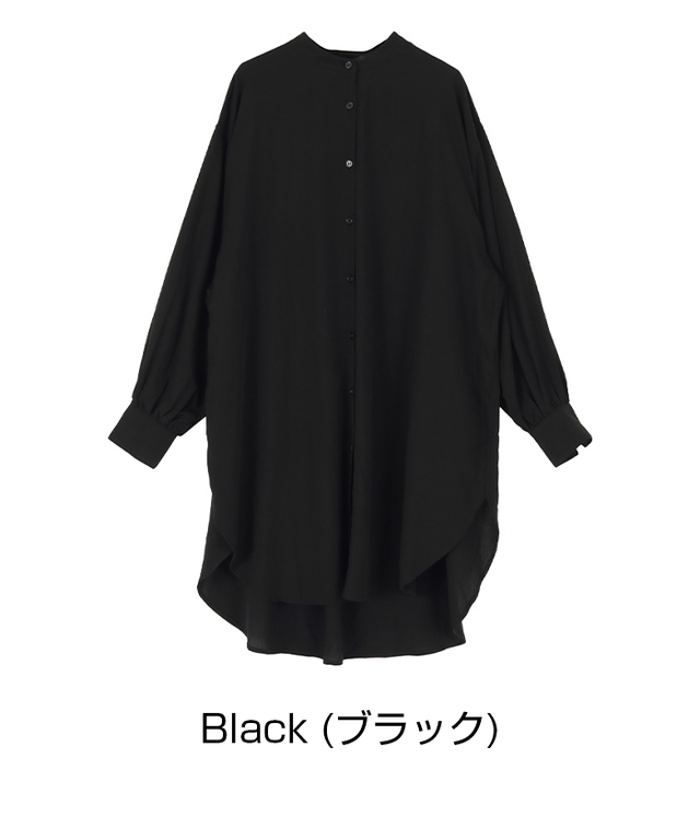 バンドカラーオーバーロングシャツ