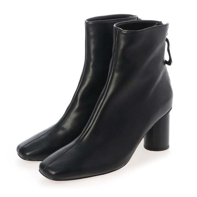 ラウンドチャンキーヒールショートブーツ