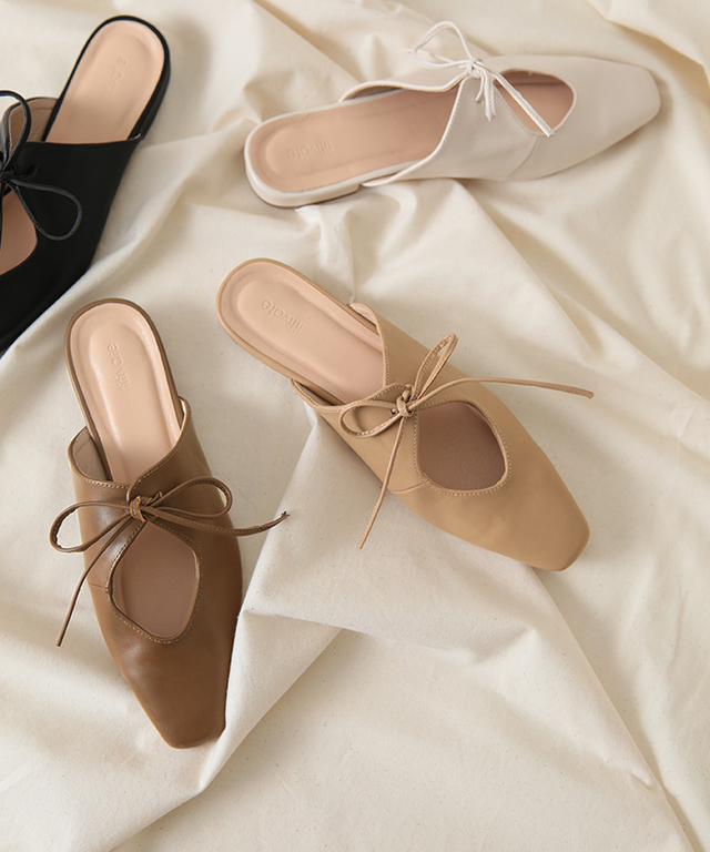 リボンフラットサンダル