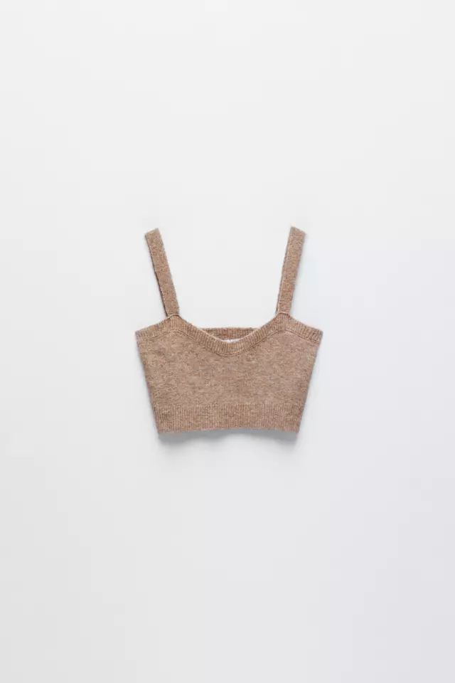 ウール混紡クロップド丈トップス