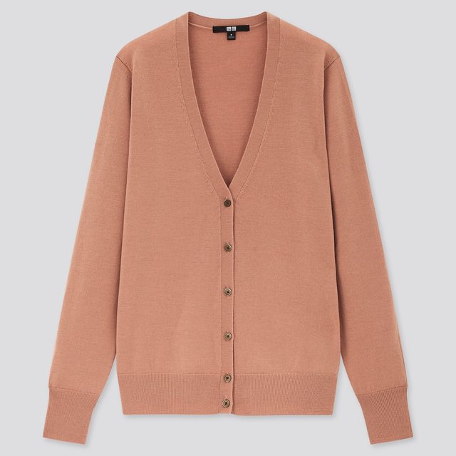 エクストラファインメリノVネックカーディガン（長袖）