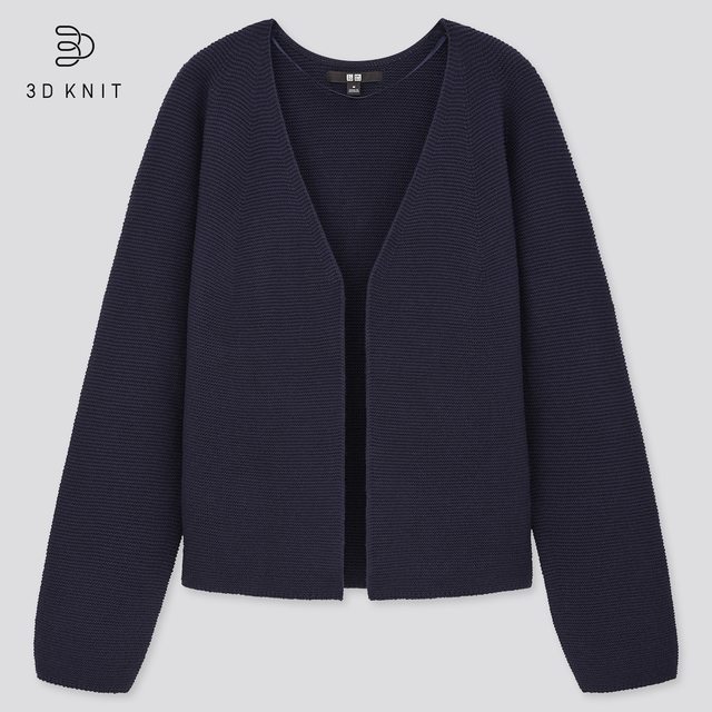 3Dコットンオープンフロントカーディガン（長袖）