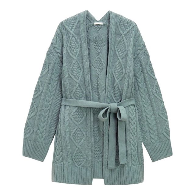 ケーブルベルテッドカーディガン(長袖)