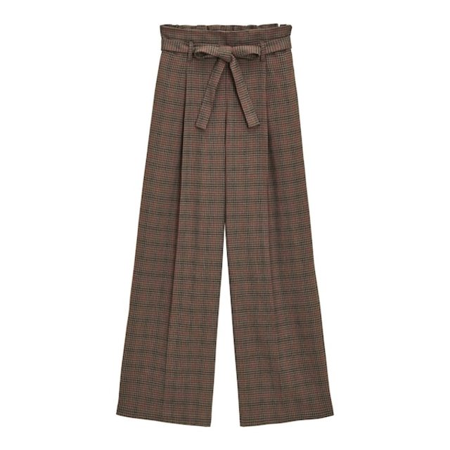 ベルトタックストレートパンツ(チェック)