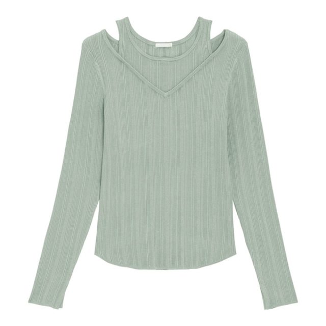 リブフェイクレイヤードセーター（長袖）