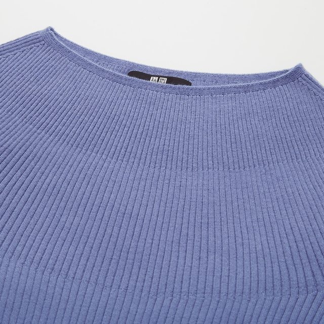 3Dエクストラファインメリノリブボートネックセーター（長袖）