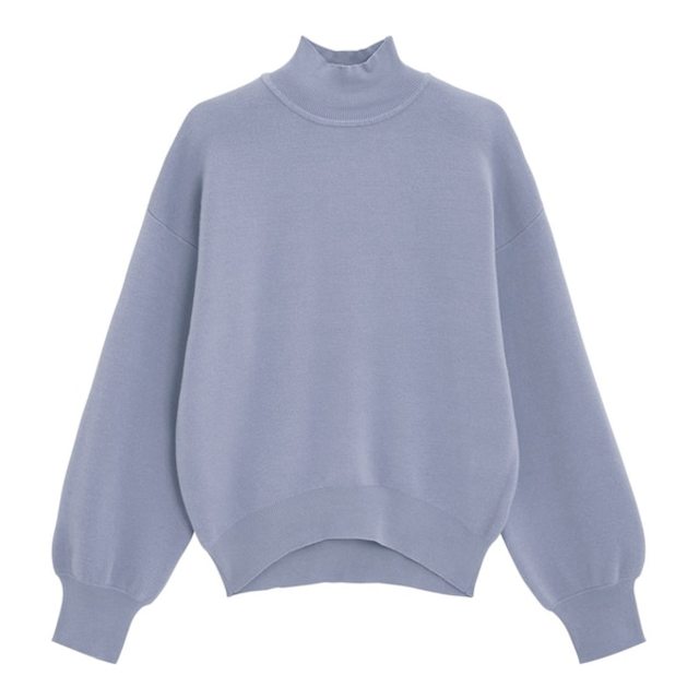 スウェットライクハイネックセーター(長袖)