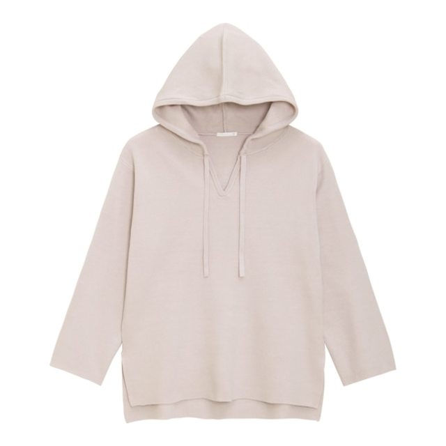 スウェットライクフーディニットチュニック(長袖)