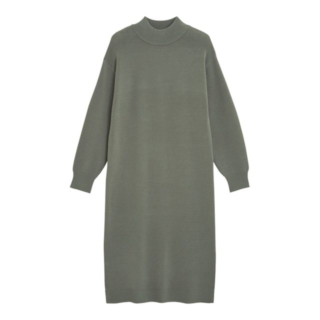 スウェットライクハイネックニットワンピース(長袖)