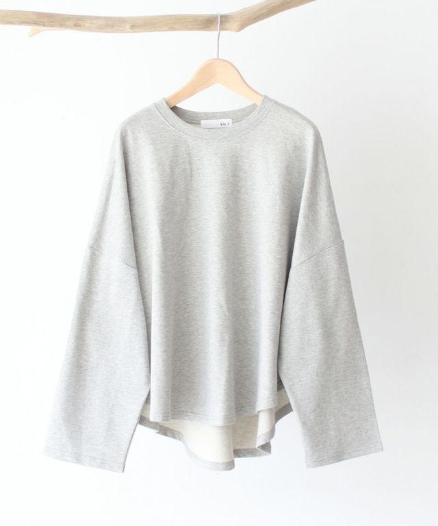 via j ミニ裏毛ドロップショルダーフレアトレーナー