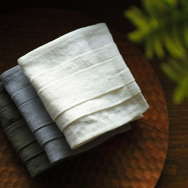 ベルギーリネンのプリーツマスク