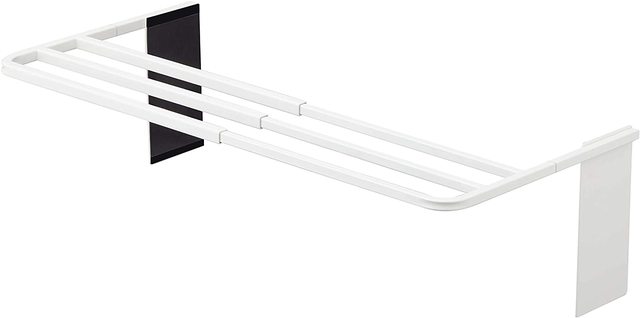 マグネット伸縮洗濯機バスタオルハンガー ホワイト