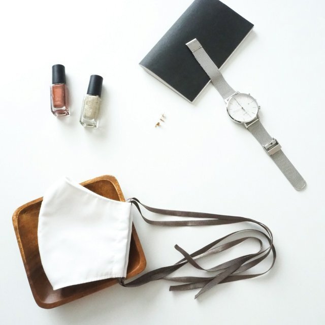 リボンで魅せる抗菌抗ウイルスマスク/グレージュ