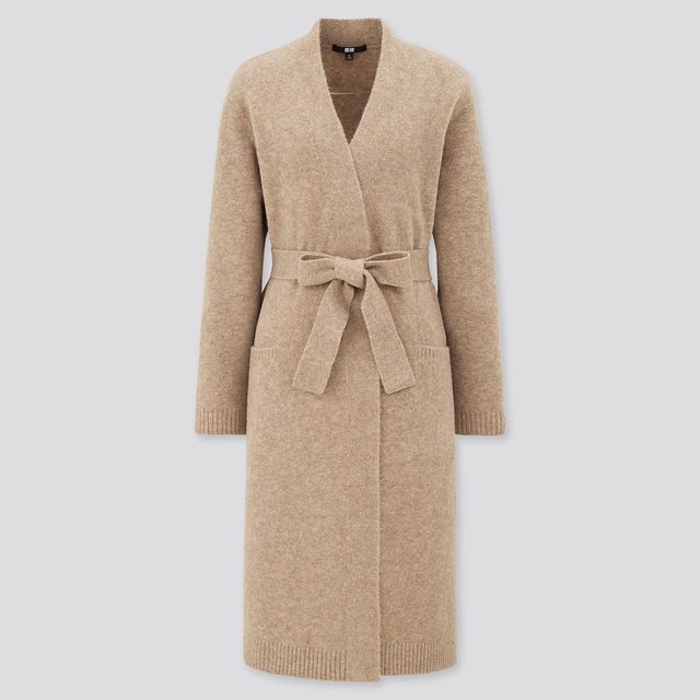 スフレヤーンベルテッドロングニットコート