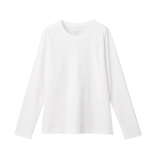 インド綿天竺編みクルーネック長袖Ｔシャツ